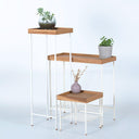 Masif Ahşap Yan Sehpa / Saksılık Set– EDGE Serisi, Metal Ayaklı