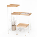 Masif Ahşap Yan Sehpa / Saksılık Set– EDGE Serisi, Metal Ayaklı