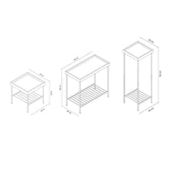 Masif Ahşap Yan Sehpa / Saksılık Set– EDGE Serisi, Metal Ayaklı