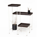Masif Ahşap Yan Sehpa / Saksılık Set– EDGE Serisi, Metal Ayaklı