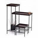 Masif Ahşap Yan Sehpa / Saksılık Set– EDGE Serisi, Metal Ayaklı