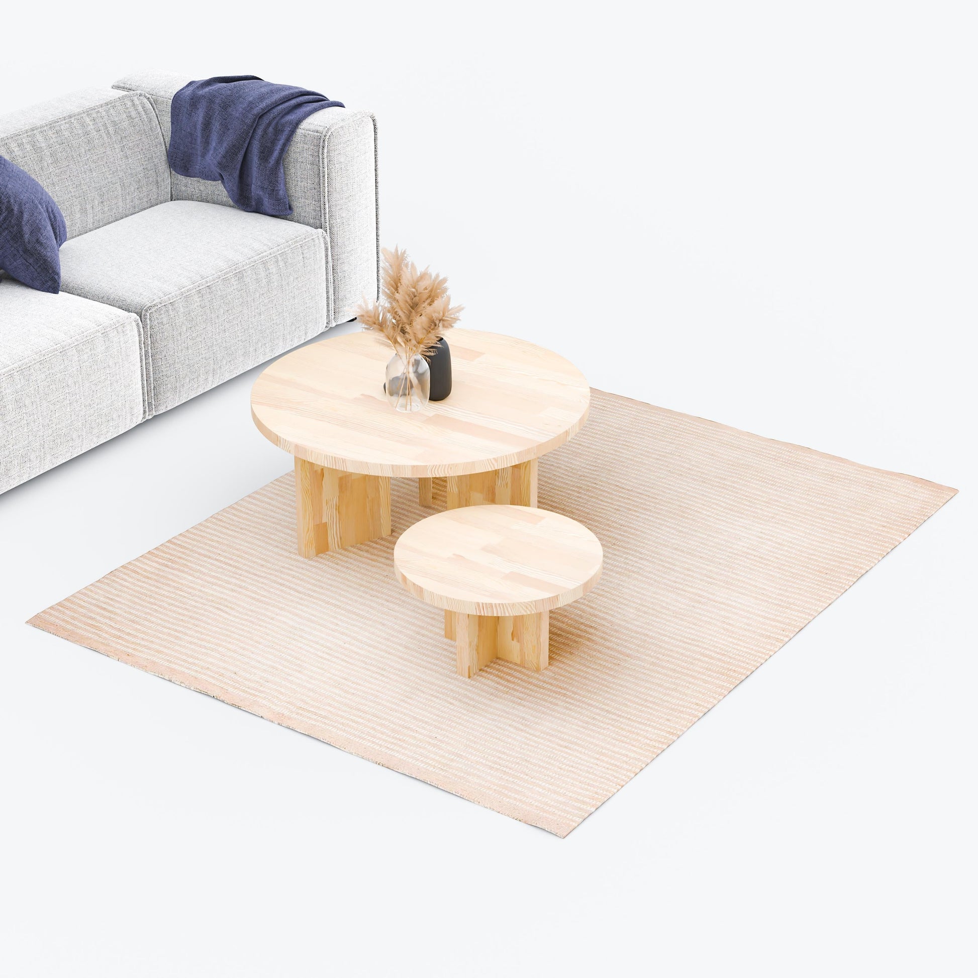 Masif Ahşap Yuvarlak Orta Sehpa