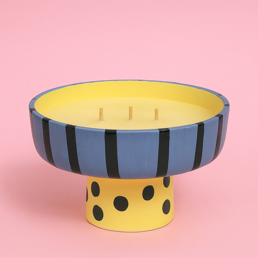 Mavi Ayaklı Seramik Mum Kasesi