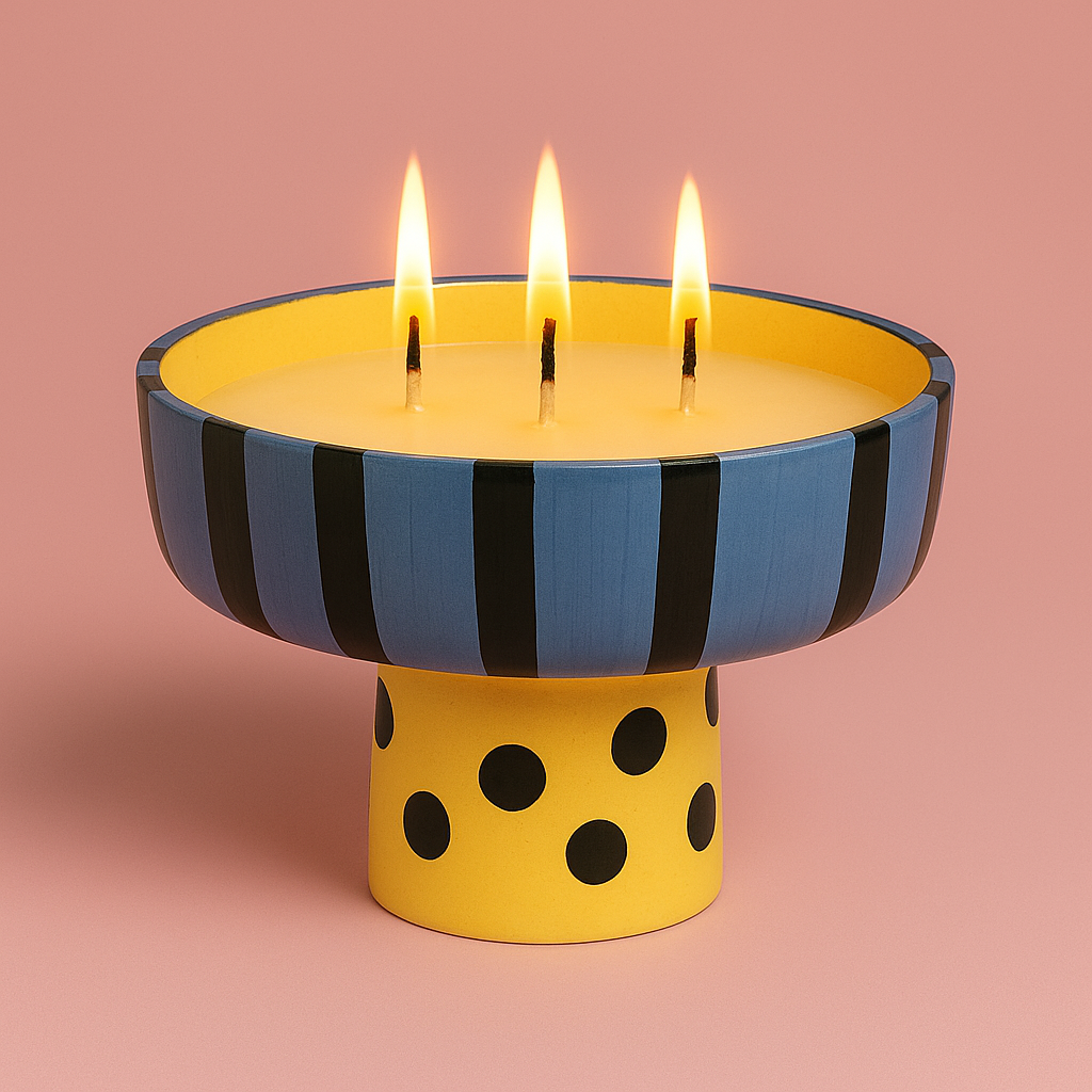 Mavi Ayaklı Seramik Mum Kasesi