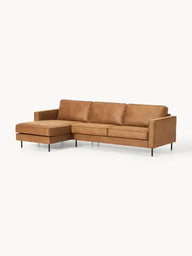Melva Yumuşak Oturumlu Köşe Kanepe Deri,3-4 Kişilik-Köşe Koltuk-Innature Home-Deri - Siyah-NowShopFun