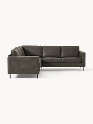 Melva Yumuşak Oturumlu Köşe Kanepe, Deri,5 - 6 Kişilik-Köşe Koltuk-Innature Home-Deri - Siyah-NowShopFun