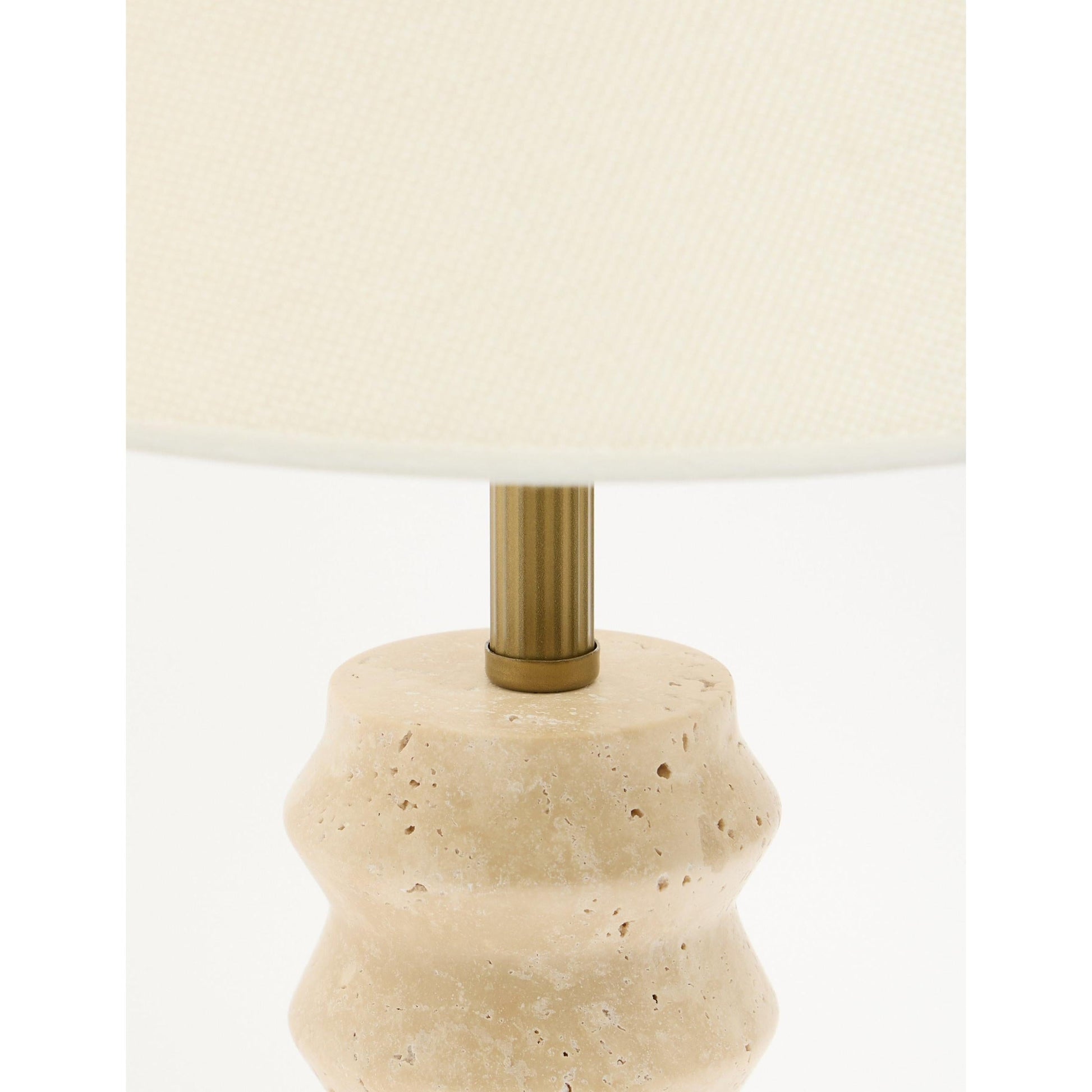 Meya Kumaş Şapkalı Traverten Abajur