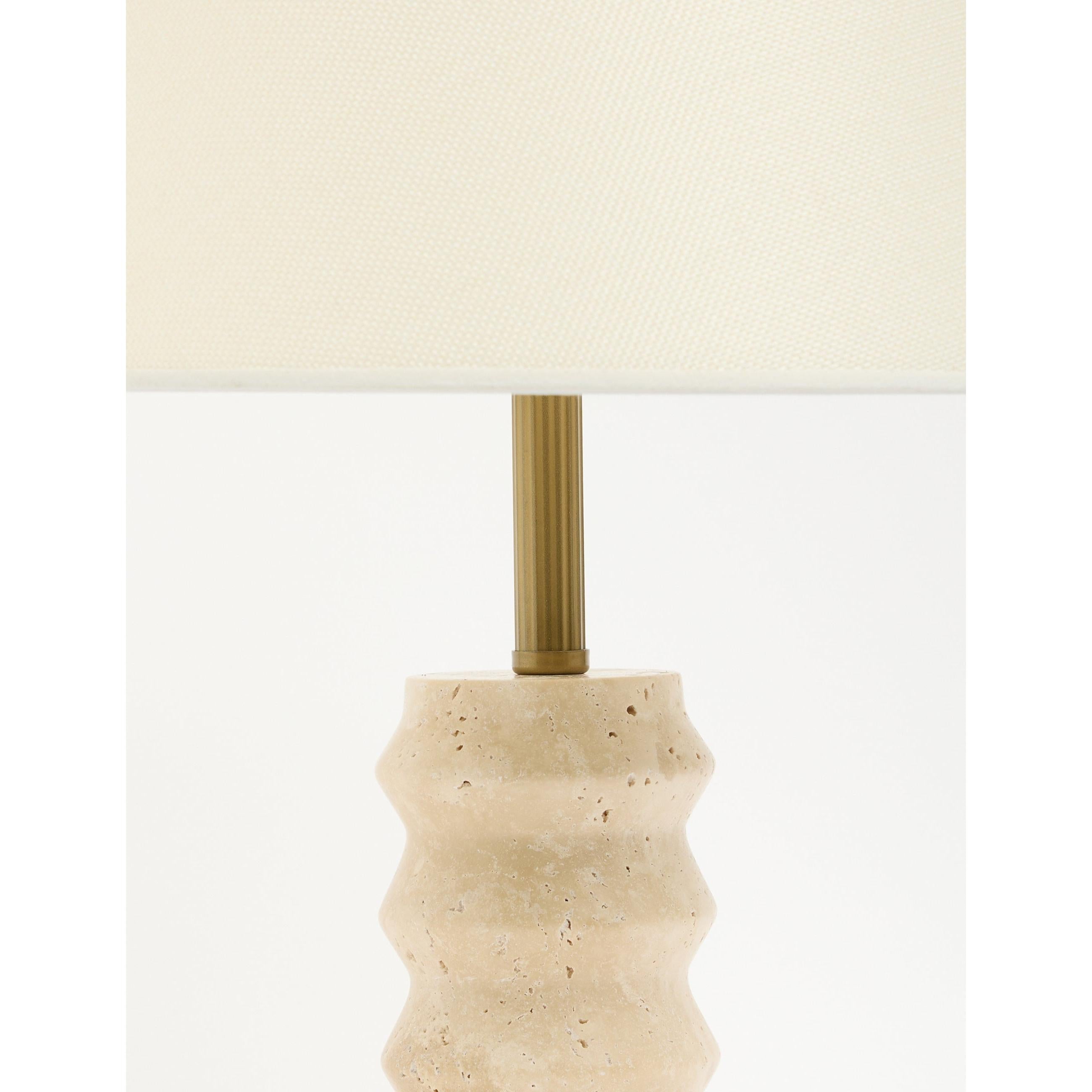 Meya Kumaş Şapkalı Traverten Abajur