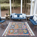 Mimoza Etnik Desenli El Dokuma Yün Kavak Kilim 111X125 Cm