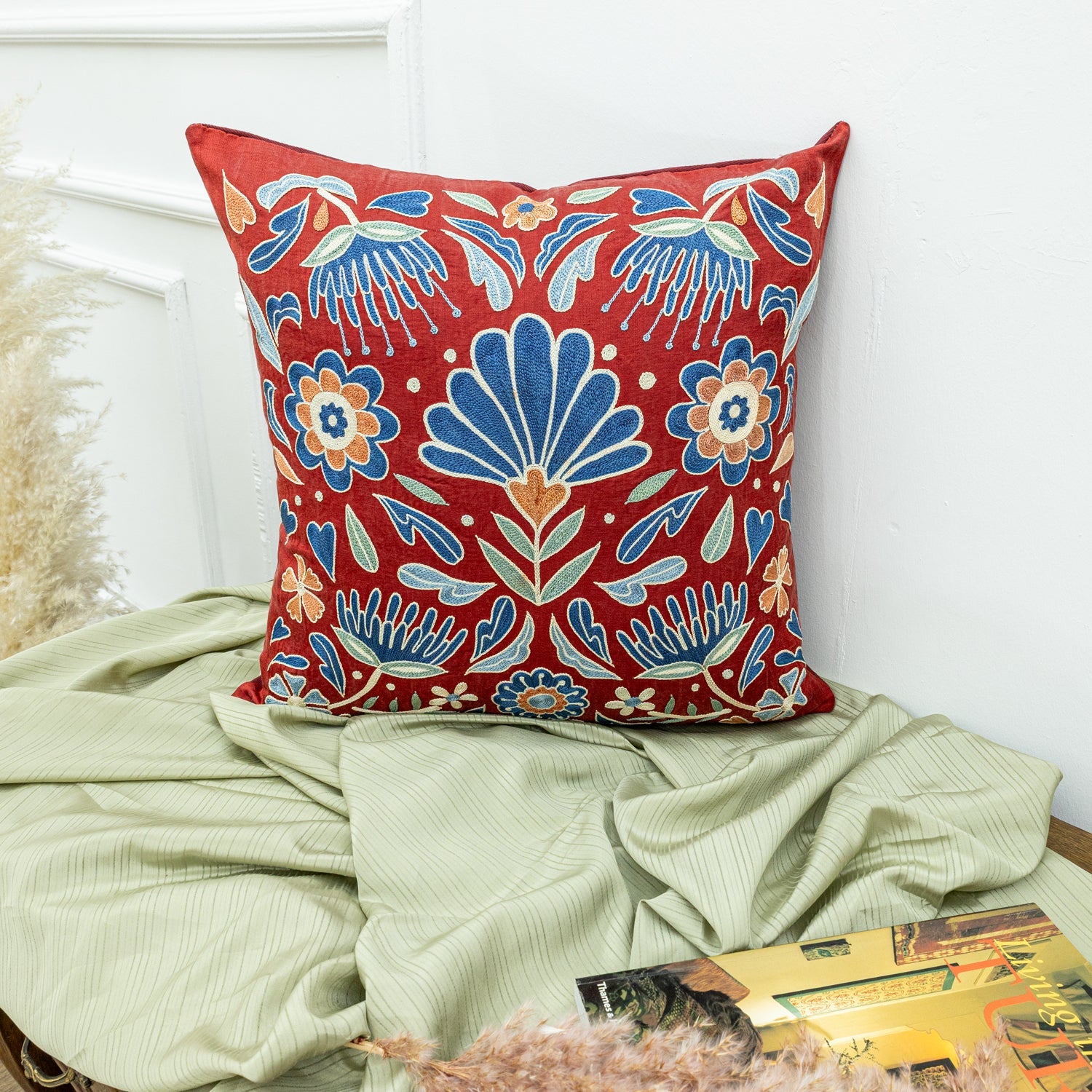 Miyane El Yapımı Kırmızı İpek Kırlent