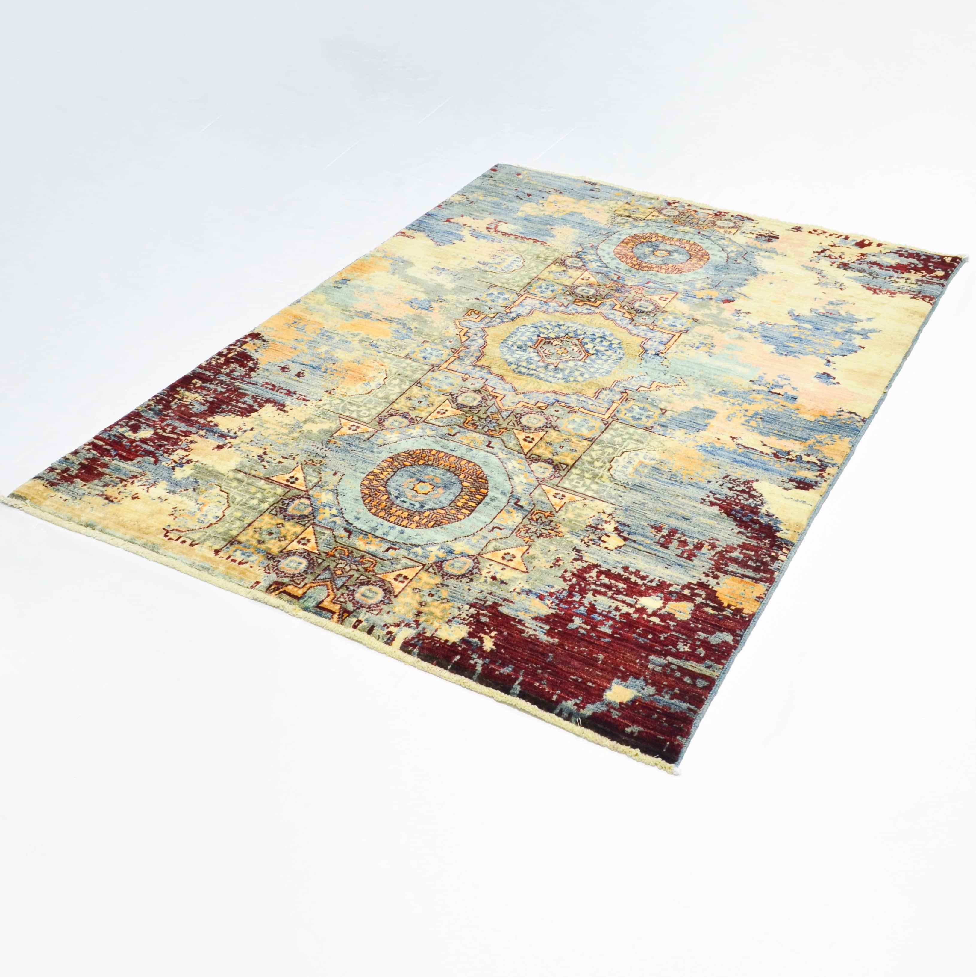 Modern Afgan Memlük El Dokuma Halısı 121x176 Cm