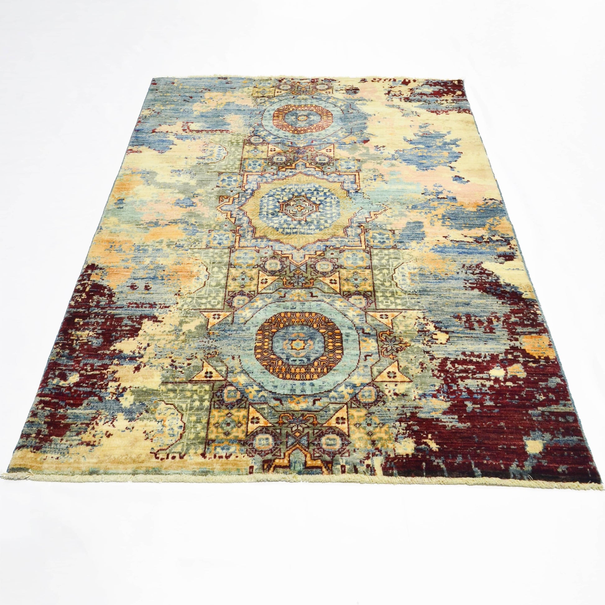 Modern Afgan Memlük El Dokuma Halısı 121x176 Cm