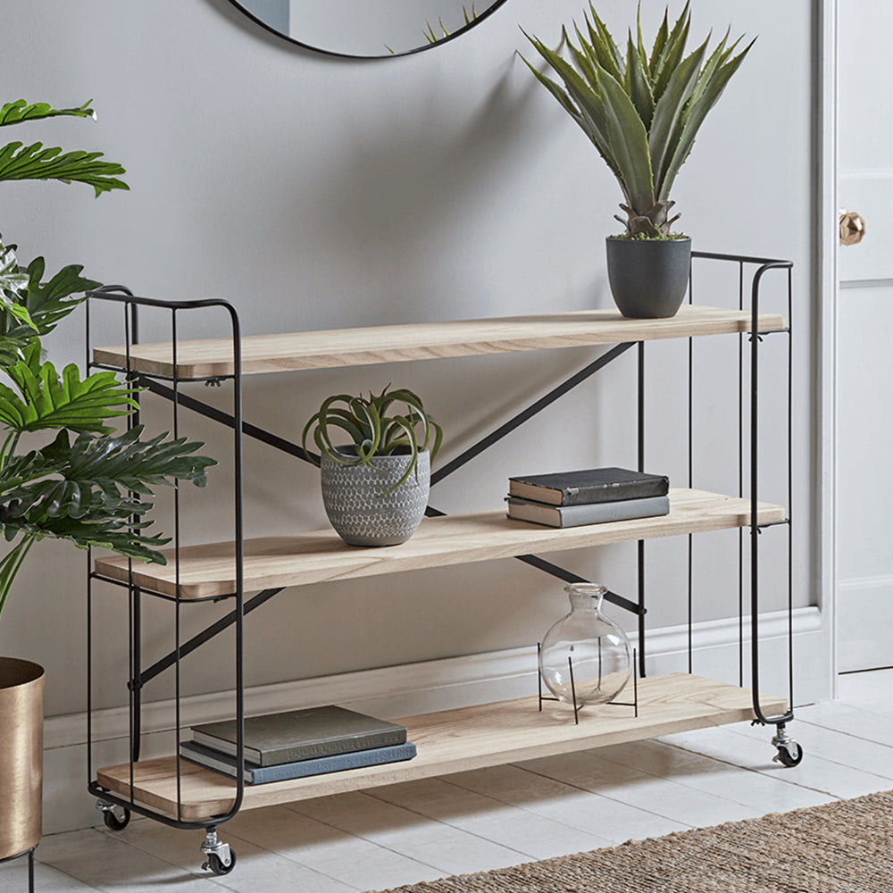 Mogo Metal Ahşap Raflı Konsol