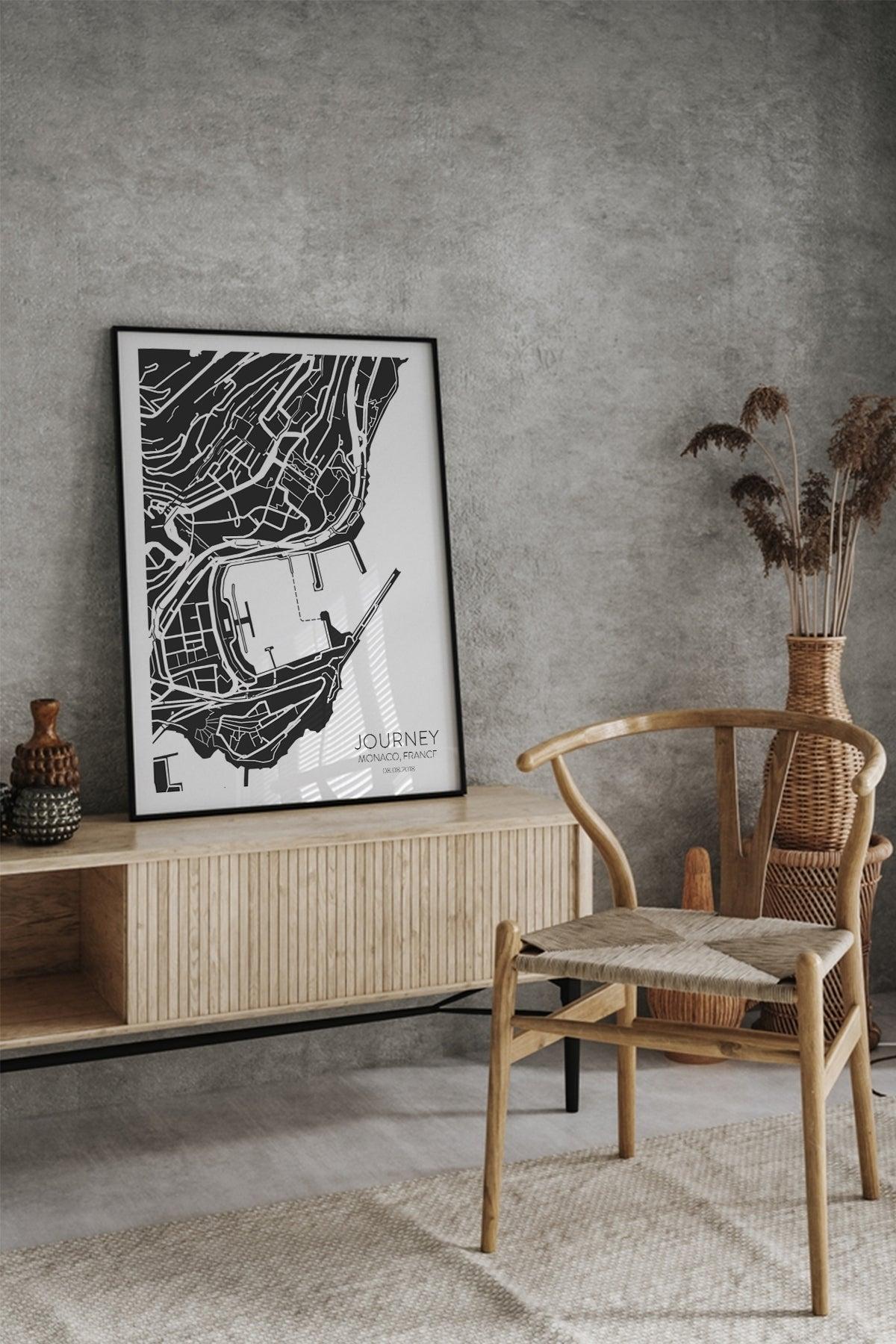 Monaco Şehir Haritası Poster