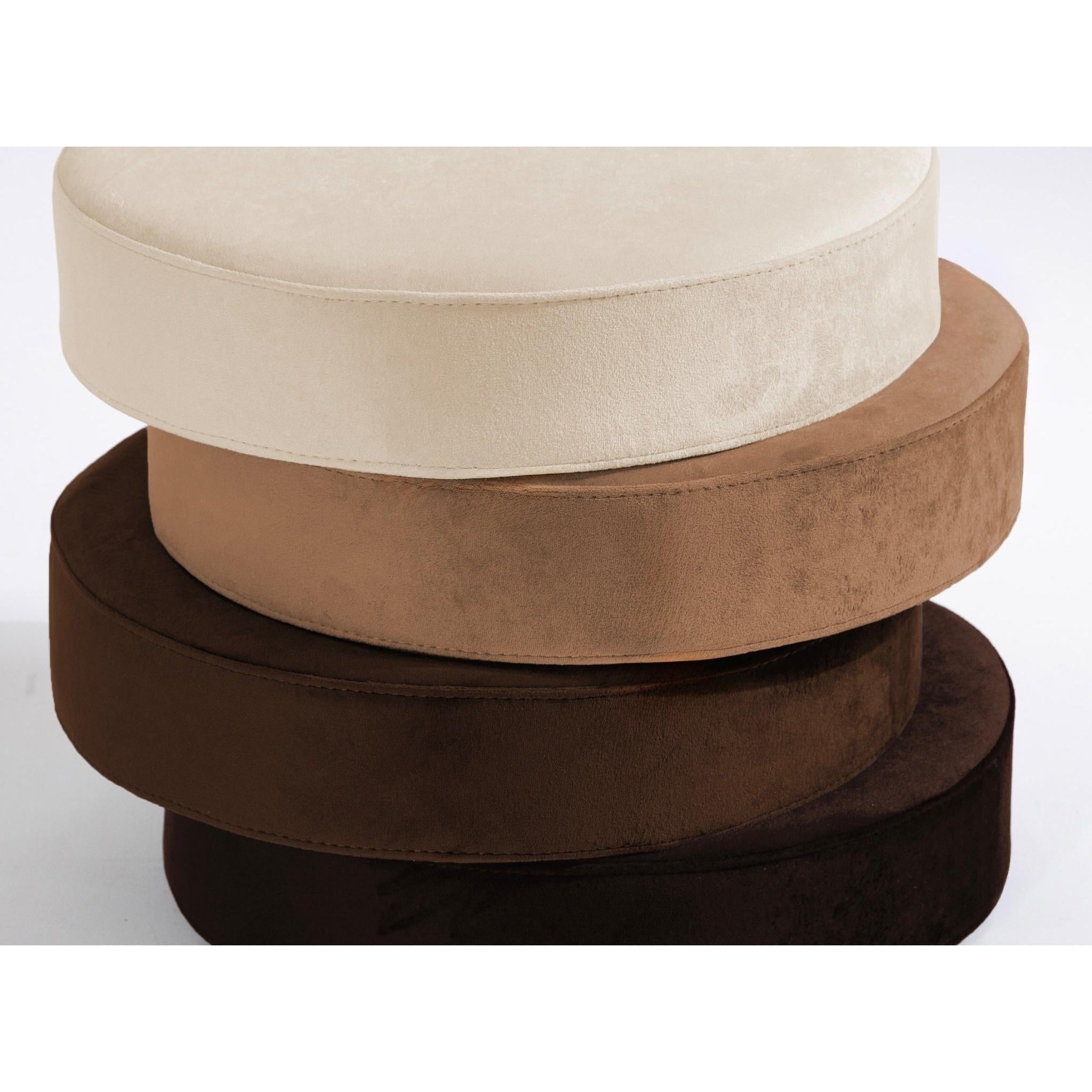 Monolith Degrade Renk Camel Yuvarlak Kadife Puf