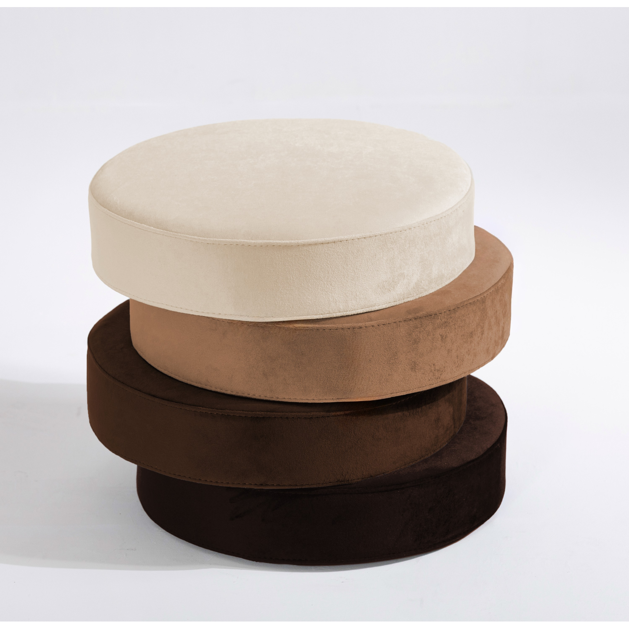 Monolith Degrade Renk Camel Yuvarlak Kadife Puf