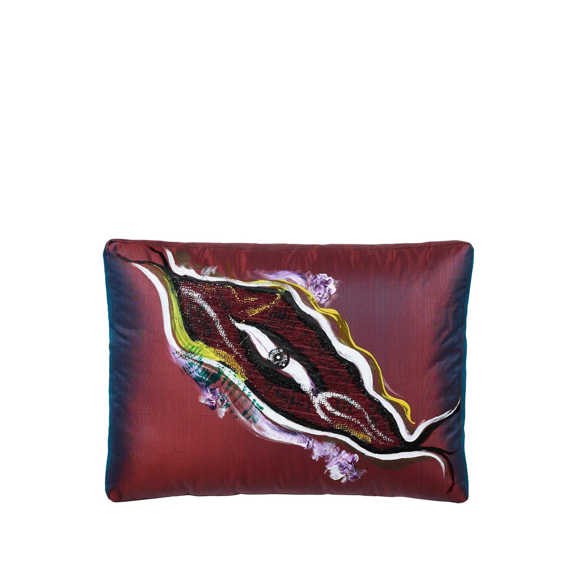 Mor İpek Degrade Soyut Göz El Boyaması Kırlent