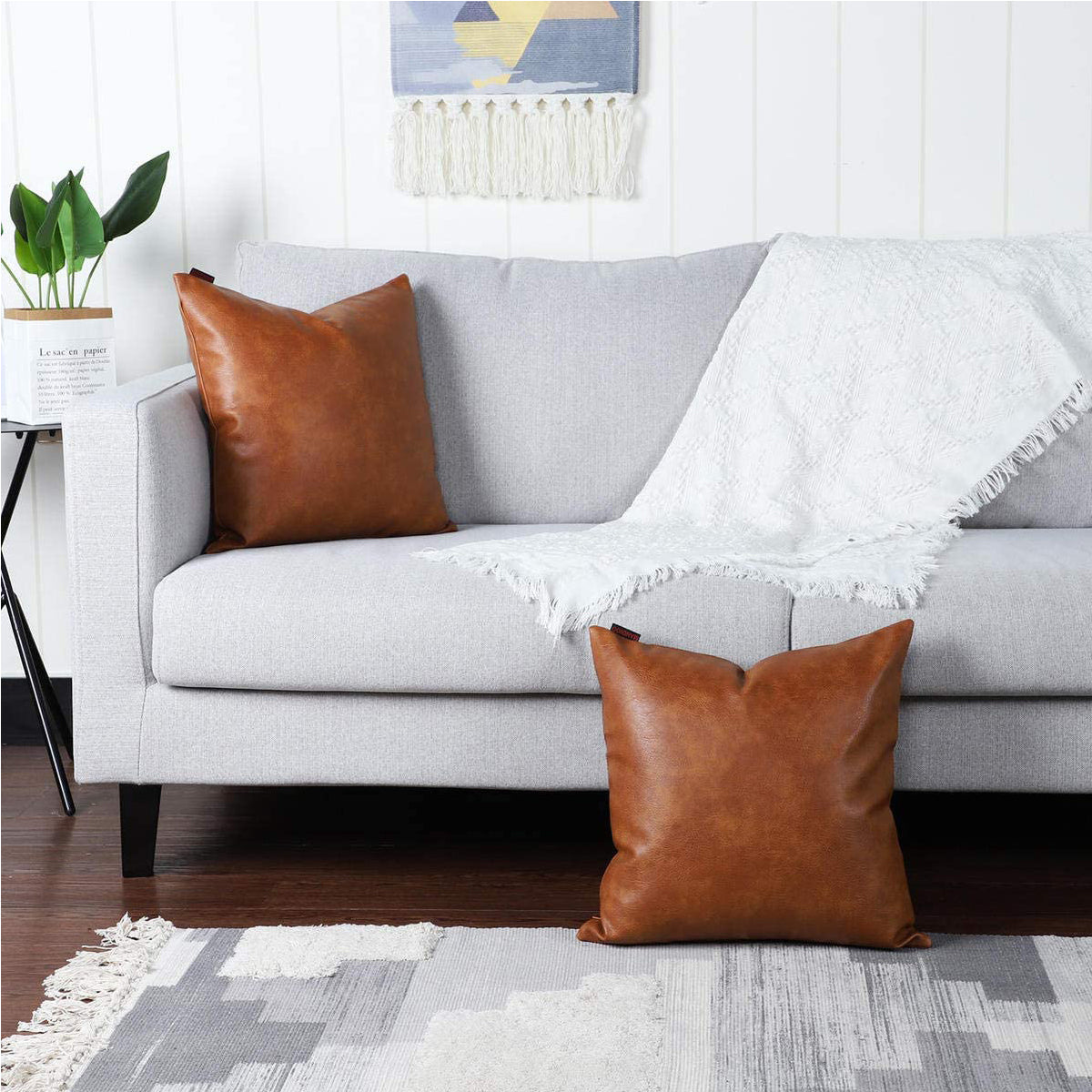 Mossel Taba Deri Düz Kırlent