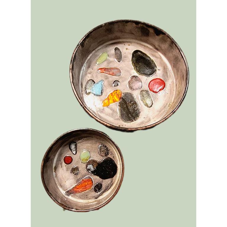 Murano Cam Zeminli, Ayaklı Seramik Kase Seti