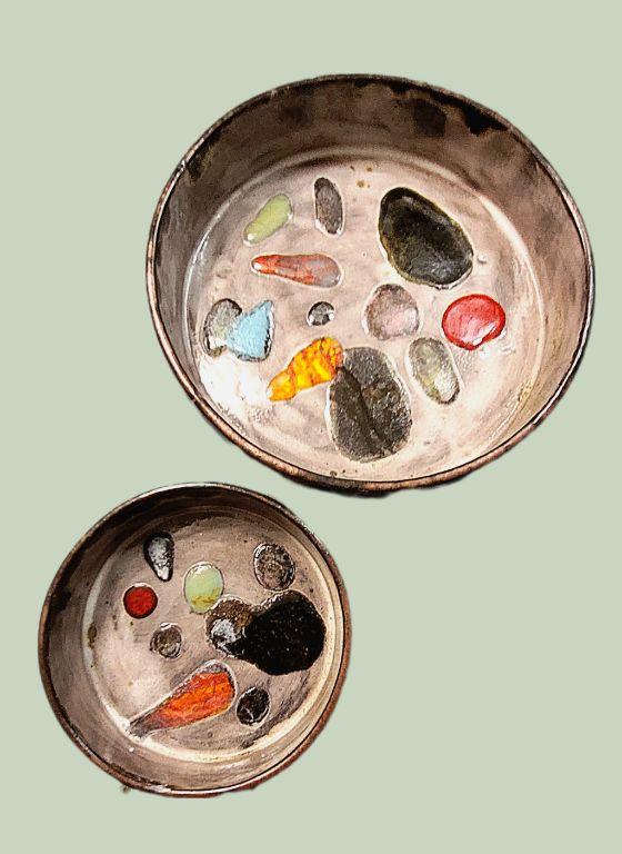 Murano Cam Zeminli, Ayaklı Seramik Kase Seti