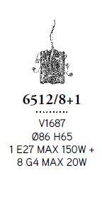 Musica 9l Sarkit V1687 Ø86x65 Cm E27 1x150w G4 8x20w