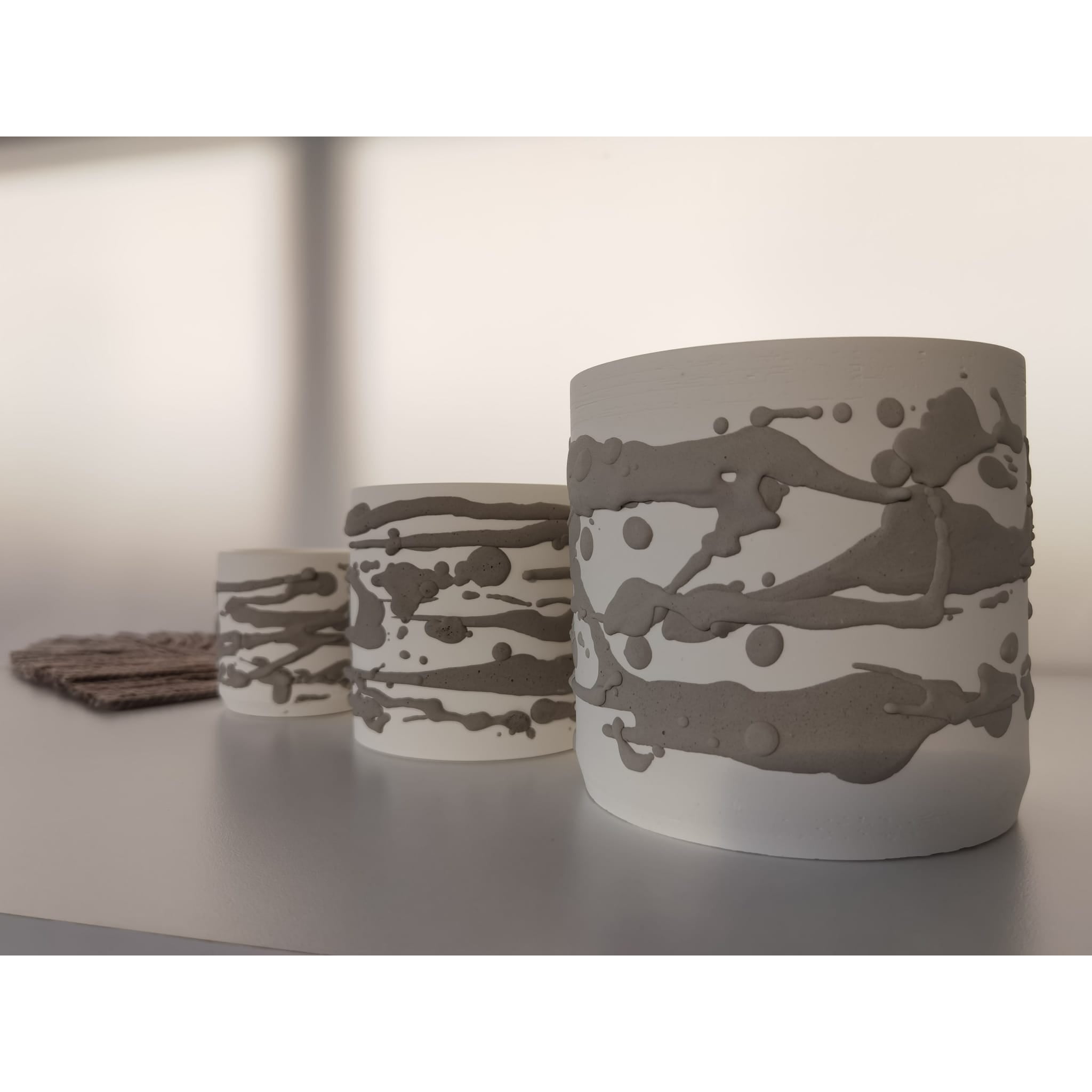 Natural Üçlü Dekoratif Beton Saksı Seti