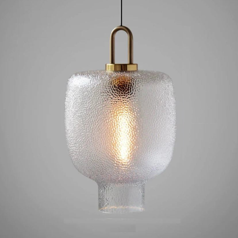 Nervürlü Şeffaf Cam Sarkıt Avize 3