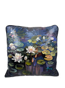 Night Lotus Desenli Keten Dekoratif Kırlent