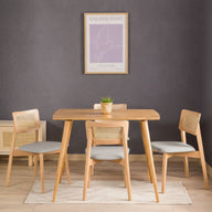 Olea Yemek Masası Takımı-Yemek Masası-Furnirem-Masa + 2 Sandalye (2 Kişilik Takım)-Kırık Beyaz-NowShopFun