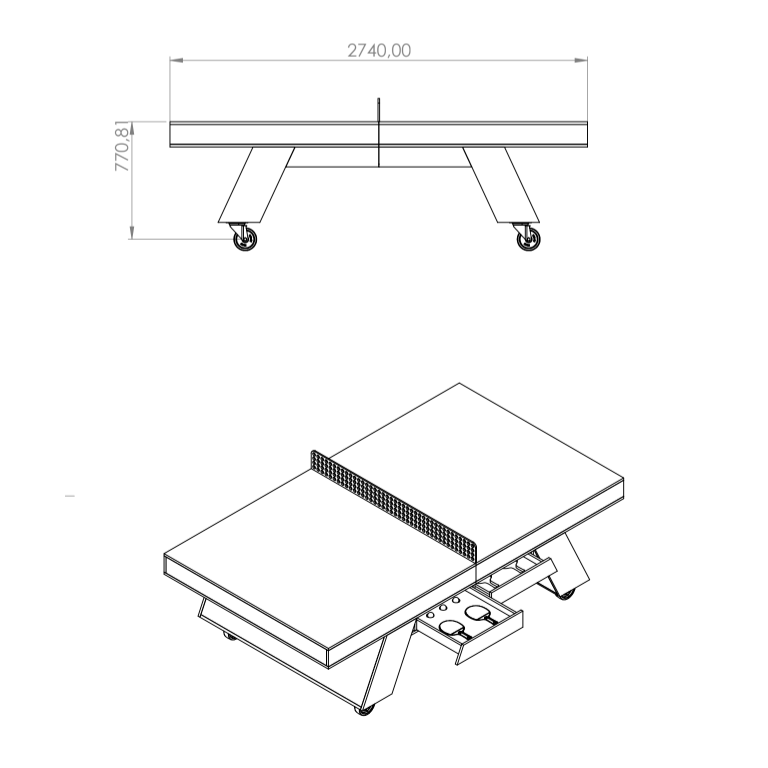 Onn Bounce - Tasarım Çekmeceli Masa Tenisi Masası