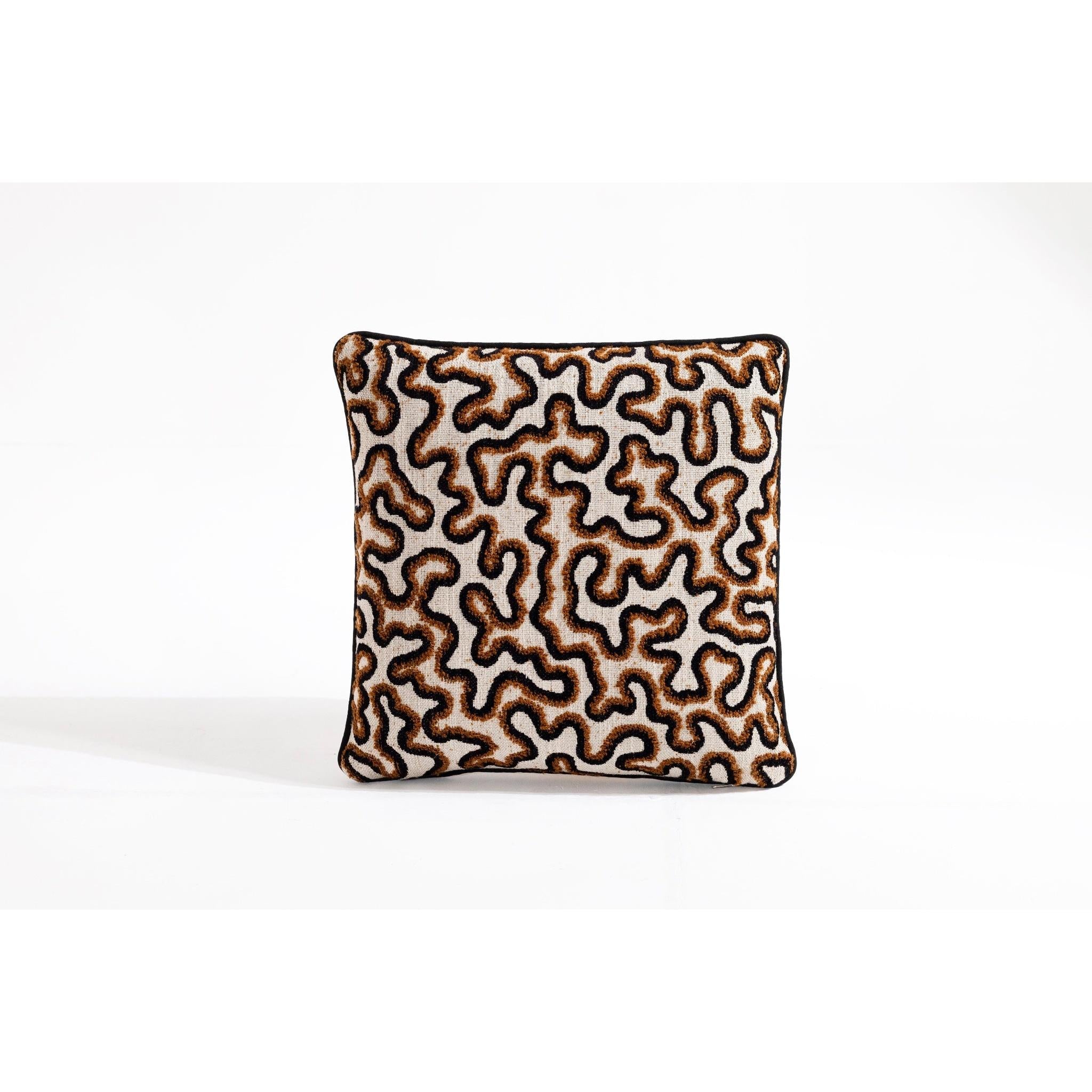 Organik Dokulu Siyah Ekru Keten Kırlent