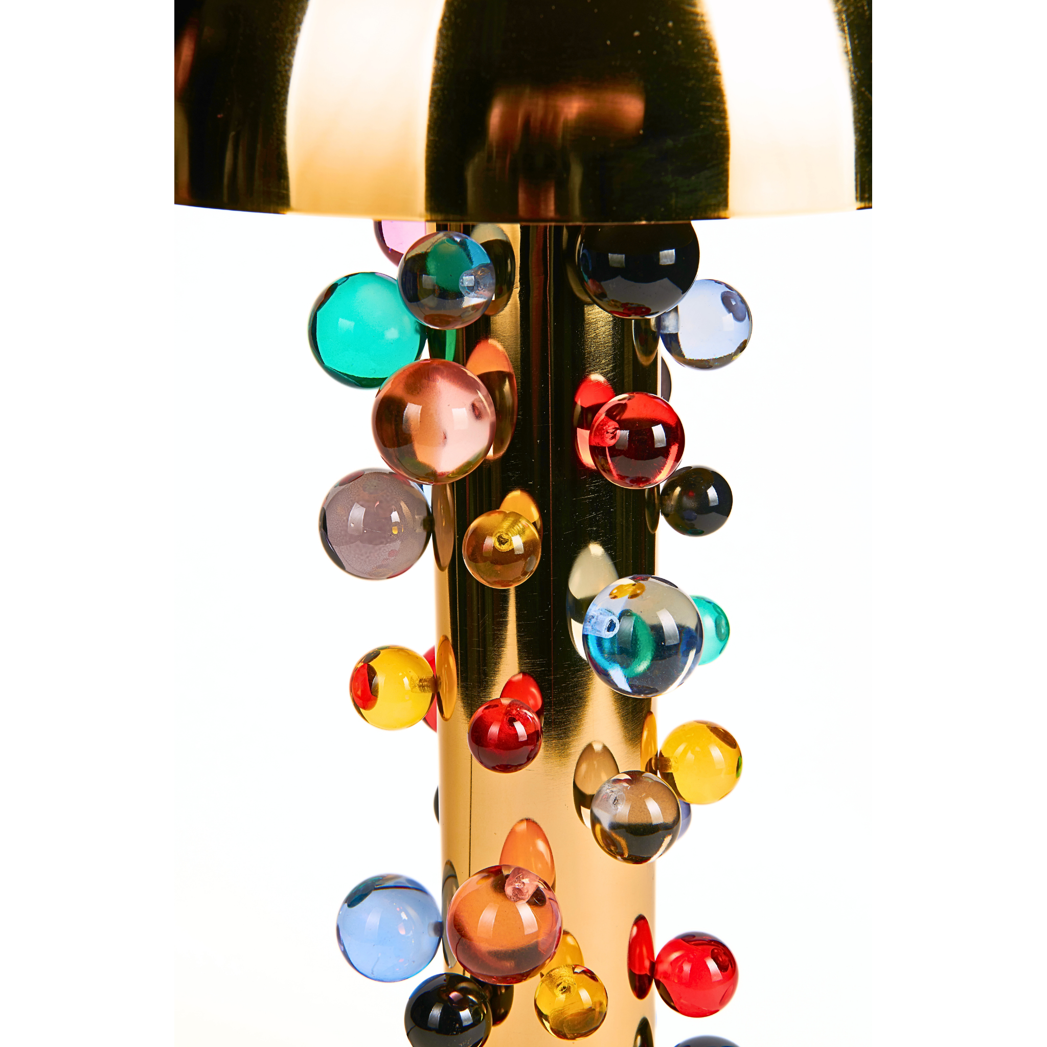 Orora Renkli Cam Detaylı Gold Metal Masa Lambası