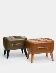 Ottocase Nostaljik El Yapımı Kapitone Deri Puf - Kahverengi-Puf-Maisonord-NowShopFun