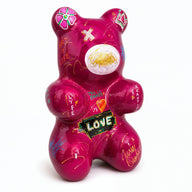 Pandy - Pop Art Oturan Panda Heykeli-Heykel-Nursel Önen-Turuncu Çiçekli-NowShopFun