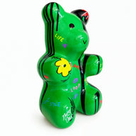 Pandy - Pop Art Oturan Panda Heykeli-Heykel-Nursel Önen-Turuncu Çiçekli-NowShopFun