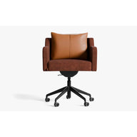 Papillonne Ofis Sandalyesi Tekerlekli-Ofis Sandalyesi-Lagu-Turuncu Kadife-Siyah-Kahverengi Suni Deri-NowShopFun