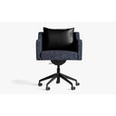 Papillonne Ofis Sandalyesi Tekerlekli-Ofis Sandalyesi-Lagu-Mavi Keten Dokulu-Siyah-Siyah Suni Deri-NowShopFun