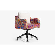 Papillonne Ofis Sandalyesi Tekerlekli-Ofis Sandalyesi-Lagu-Pembe Kenzo-Krom-Bej Buklet-NowShopFun