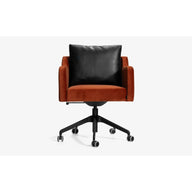 Papillonne Ofis Sandalyesi Tekerlekli-Ofis Sandalyesi-Lagu-Turuncu Kadife-Siyah-Siyah Suni Deri-NowShopFun
