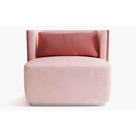 Papillonne Tekli Koltuk / Berjer-Berjer-Lagu-Toz Pembe Kadife-Pembe Fitilli-Satine Krom-NowShopFun