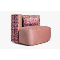 Papillonne Tekli Koltuk / Berjer-Berjer-Lagu-Bej Buklet-Pembe Kenzo-Pirinç Kaplama-NowShopFun