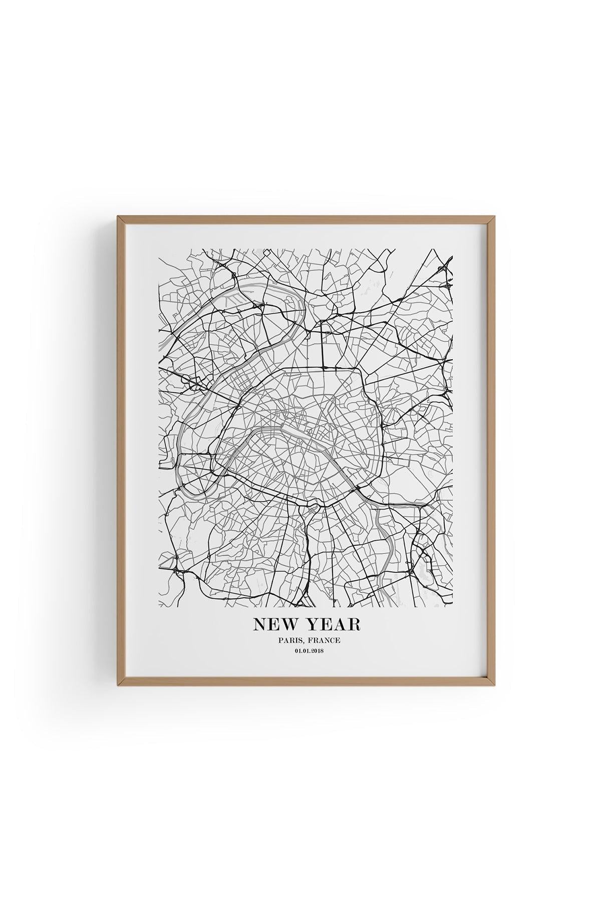 Paris Şehir Haritası Poster
