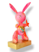 Pembe Balon Tavşan Heykeli | Neon & Gold Detaylı Pop Art Tasarım