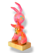 Pembe Balon Tavşan Heykeli | Neon & Gold Detaylı Pop Art Tasarım