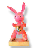 Pembe Balon Tavşan Heykeli | Neon & Gold Detaylı Pop Art Tasarım