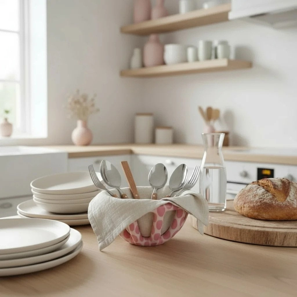 Pembe Benekli Mini Seramik Sepet