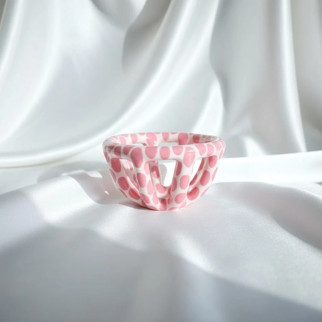 Pembe Benekli Mini Seramik Sepet