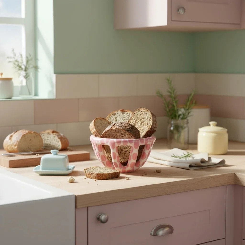 Pembe Benekli Mini Seramik Sepet