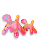 Pembe Puppy Heykel Seti – Graffiti Pop Art Temalı 2’Li Soyut Köpek Heykeli