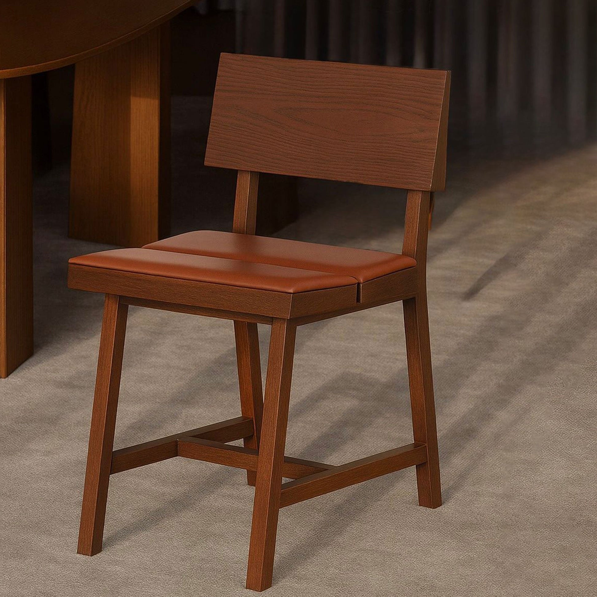 Pi Meşe Sırtlıklı Döşemeli Sandalye Kahverengi